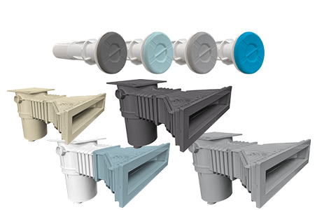 Skimmer et pièces à sceller incluses dans le kit LILYBLOC