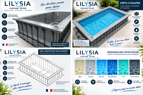 Piscine acier LILYSIA – Hors-sol ou enterrée – Kit complet avec filtration et LED